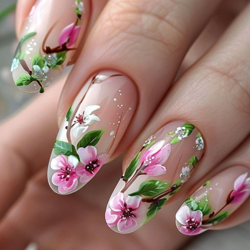 Pressed Flower Art - Stampa corta di mandorle sulle unghie